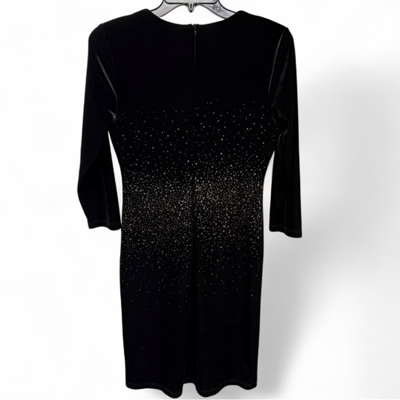 Karen Kane Black Velvet Dress with Gold Detailing - Picture 5 of 8